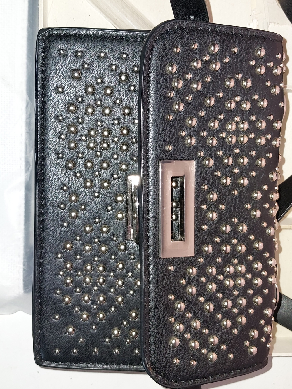 Studded Black Leather Zara Crossbody Bag